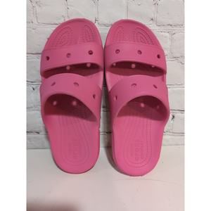 CROCS Women's Classic 2-Strap Sandals Flat Slip-on Electric Pink Size 8 Women's